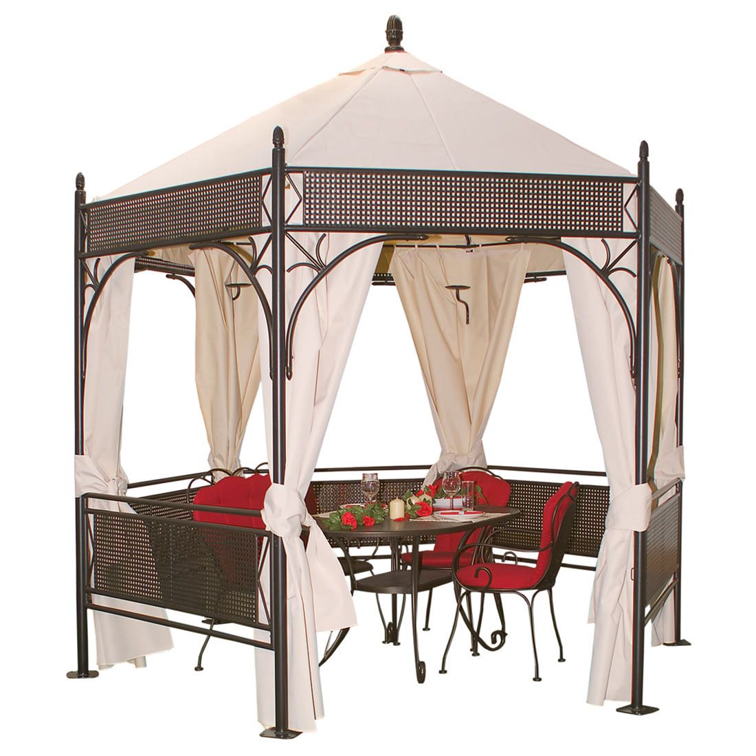 Gardin-sett til paviljong Romeo Romantik 150x212 cm bakside