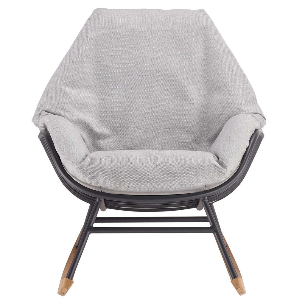Montert Gyngestol ute Chill aluminium/akryl med teak - Solpuri på terrasse