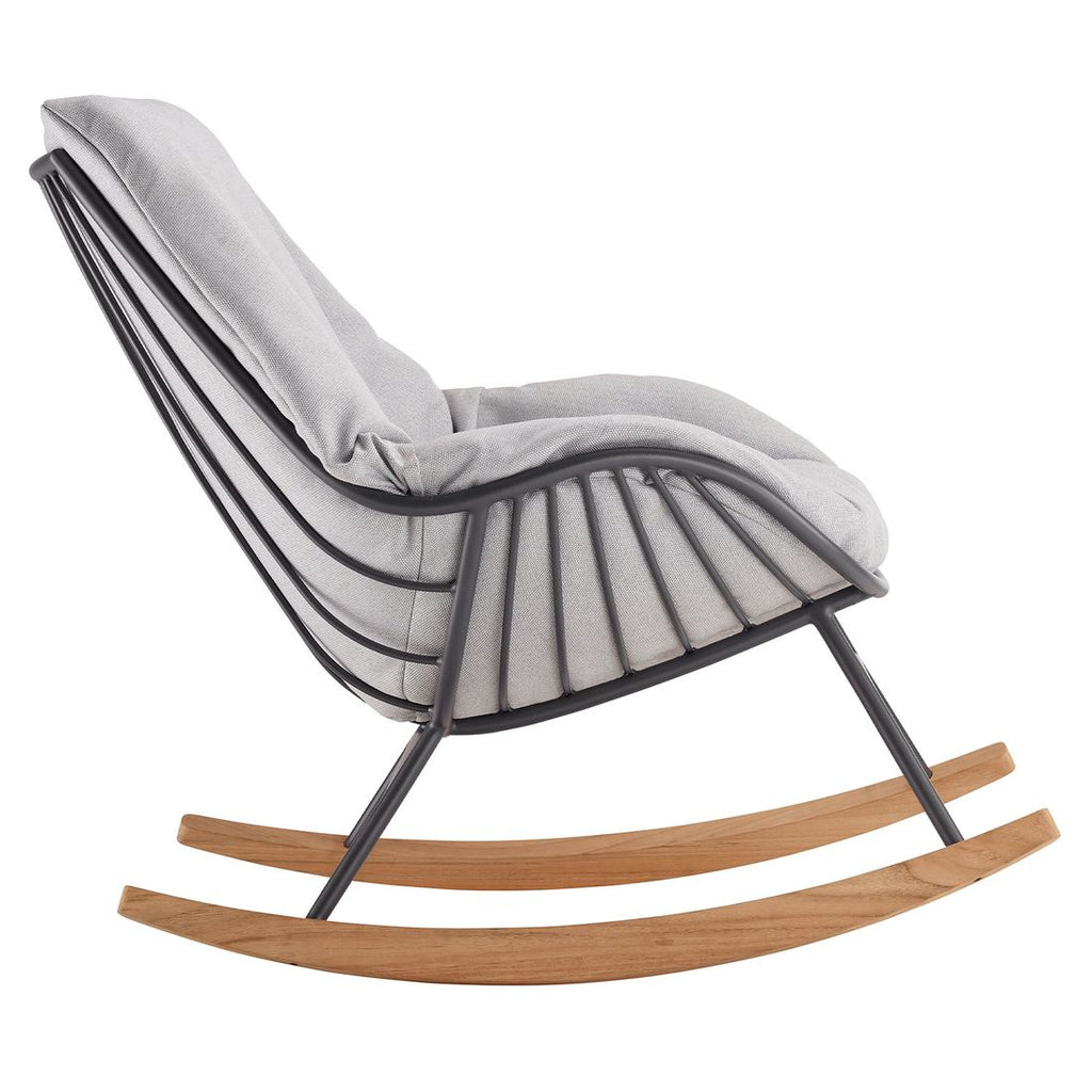 Nærbilde av kunstfiberstoff på Gyngestol ute Chill aluminium/akryl med teak - Solpuri
