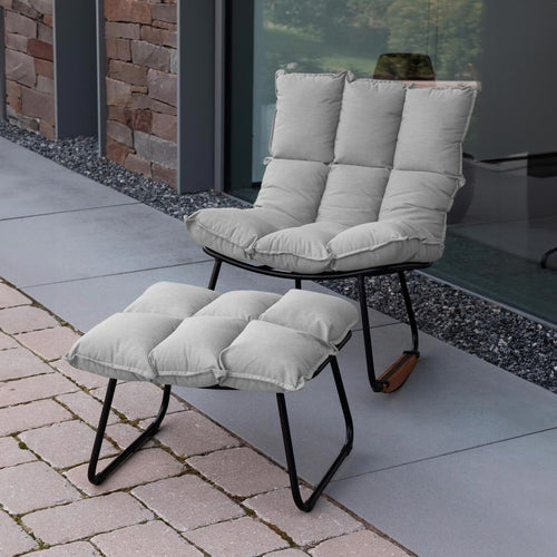 Gyngestol Leska med krakk aluminium Sunbrella forfra