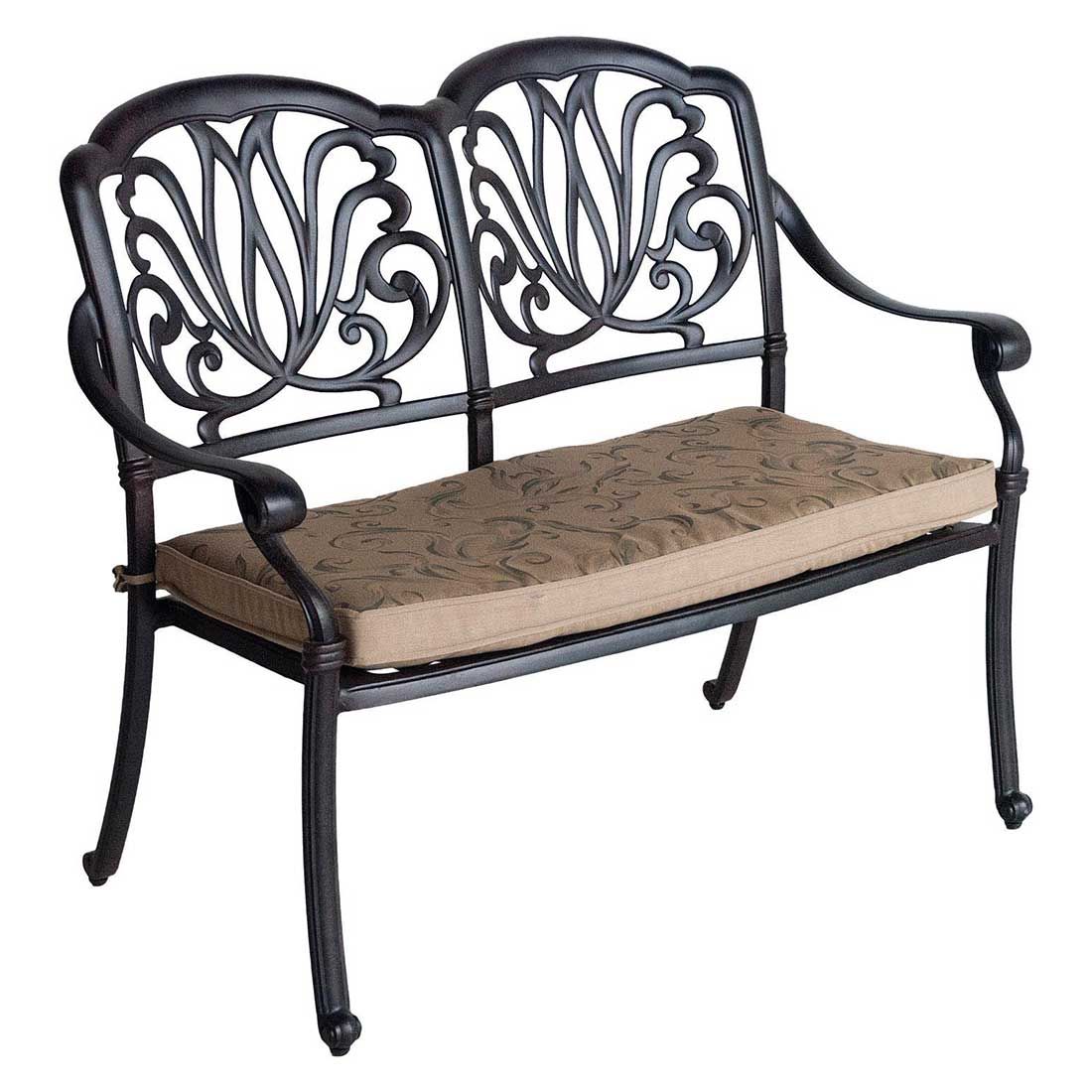 Hagebenk Amalfi støpt aluminium 113 cm bronze sett forfra