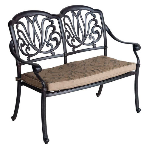 Hagebenk Amalfi støpt aluminium 113 cm bronze sett forfra