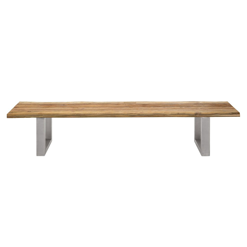Hagebenk Ascona 240 cm rustfritt stål og resirkulert teak forfra