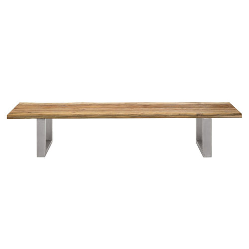 Hagebenk Ascona 240 cm rustfritt stål og resirkulert teak forfra