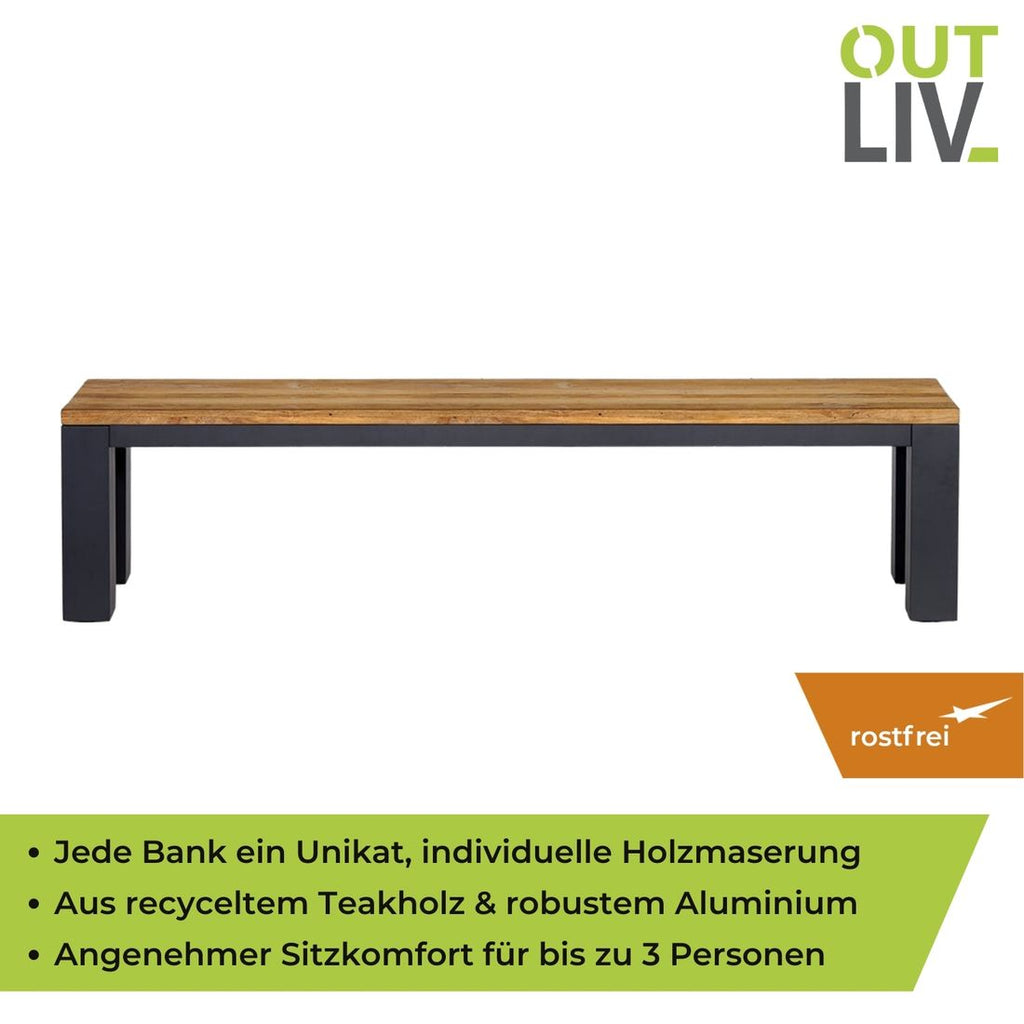 Hagebenk Atlanta aluminium resirkulert teak i uterom