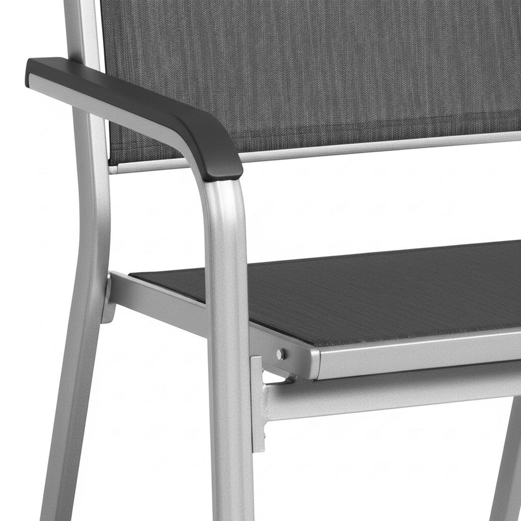 Hagebenk Basic Plus aluminium/textilen 138 cm ramme og detaljer