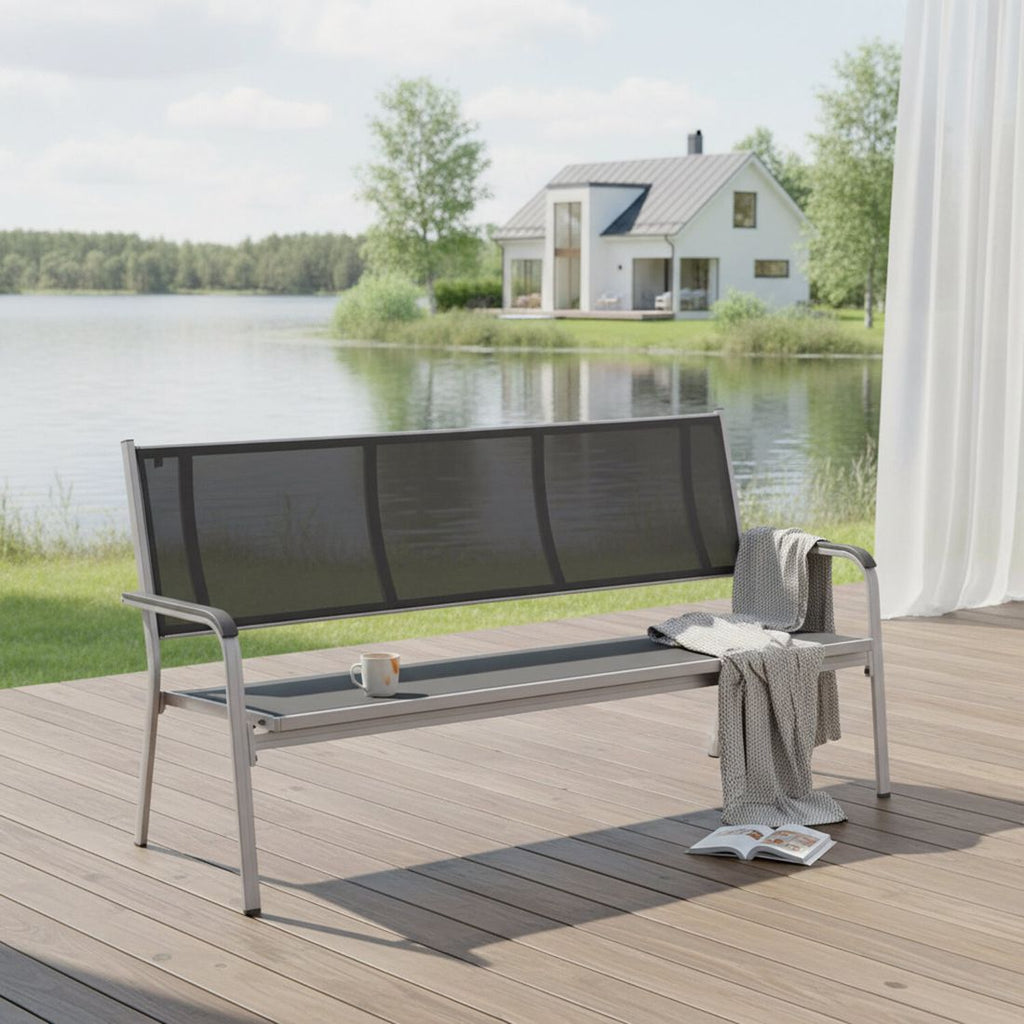 Hagebenk Basic Plus 3-seter aluminium/textilen 191 cm bakside