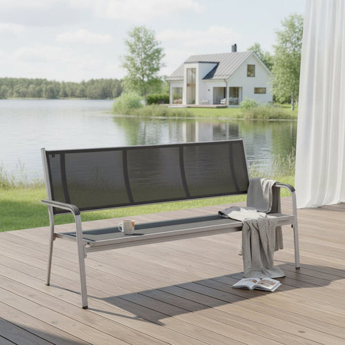 Hagebenk Basic Plus 3-seter aluminium/textilen 191 cm bakside