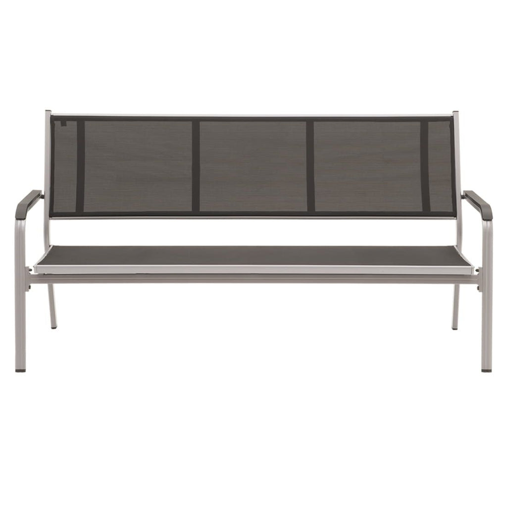 Hagebenk Basic Plus 3-seter aluminium/textilen 191 cm montert på terrasse