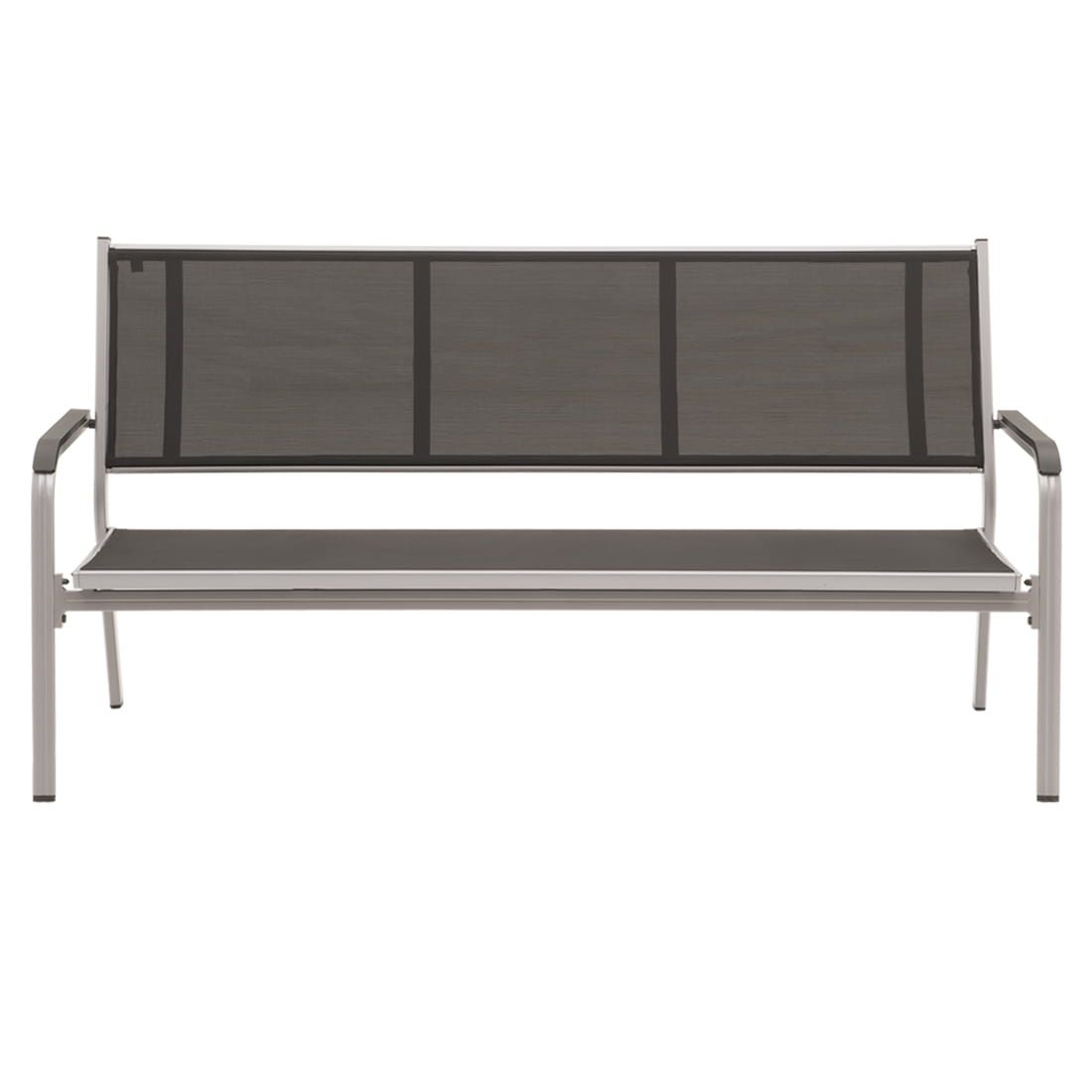 Hagebenk Basic Plus 3-seter aluminium/textilen 191 cm montert på terrasse