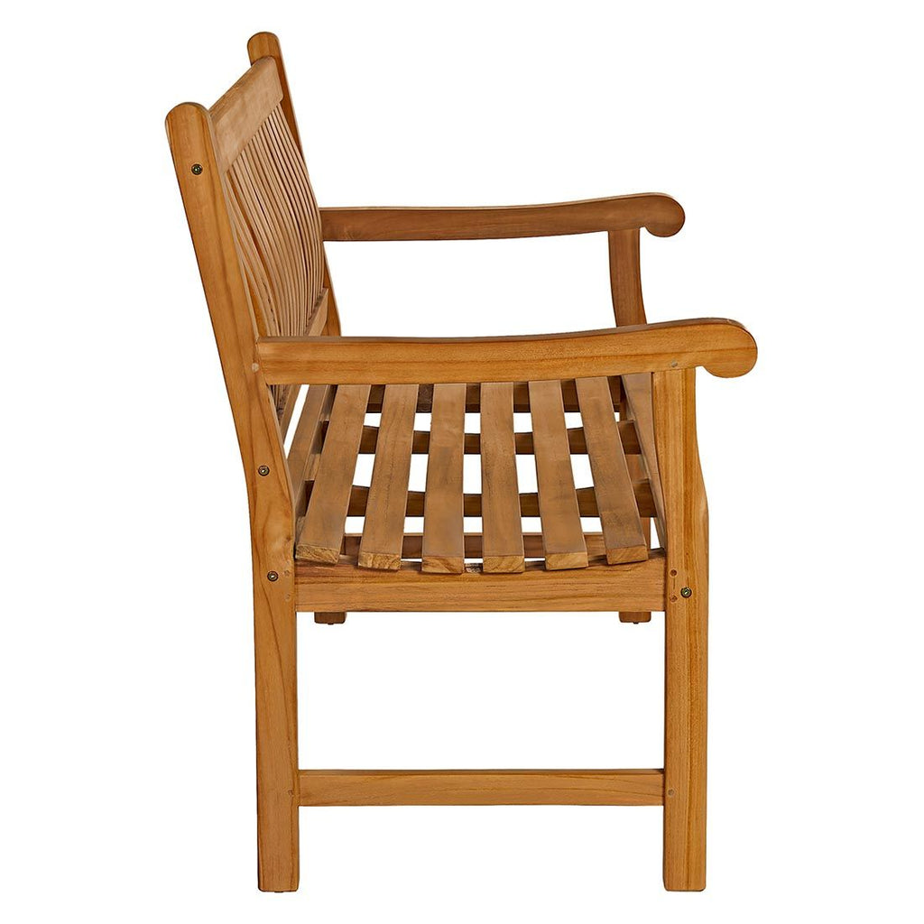 Detalj av teakmaterialet på Hagebenk Bretagne teak 120 cm