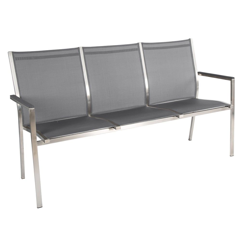 Hagebenk Cardiff 160 cm rustfritt stål/textilen forfra