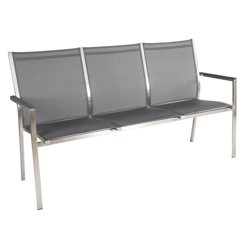 Hagebenk Cardiff 160 cm rustfritt stål/textilen forfra