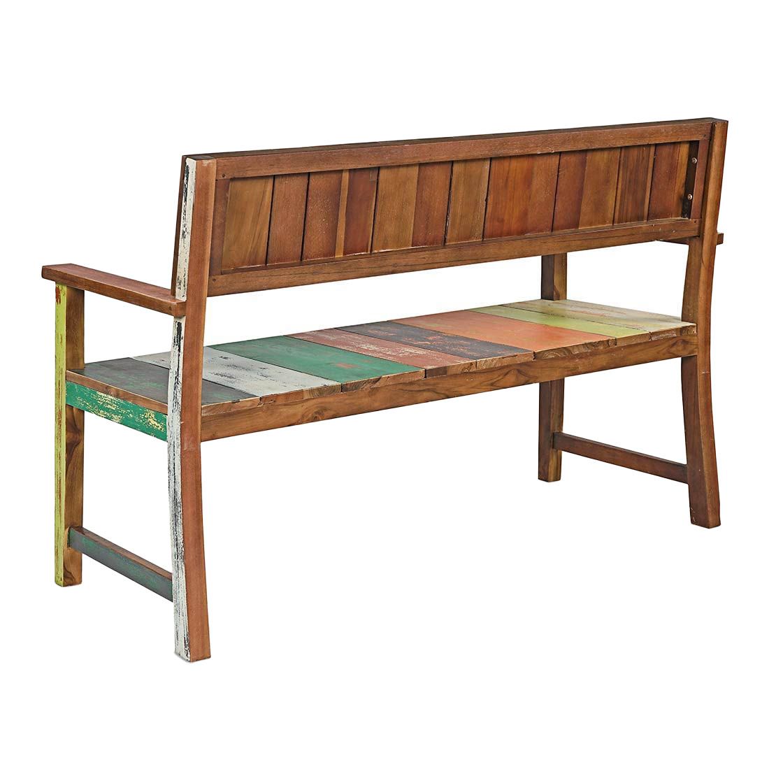 Montert Hagebenk Catania 126 cm eco-teak flerfarget i hage