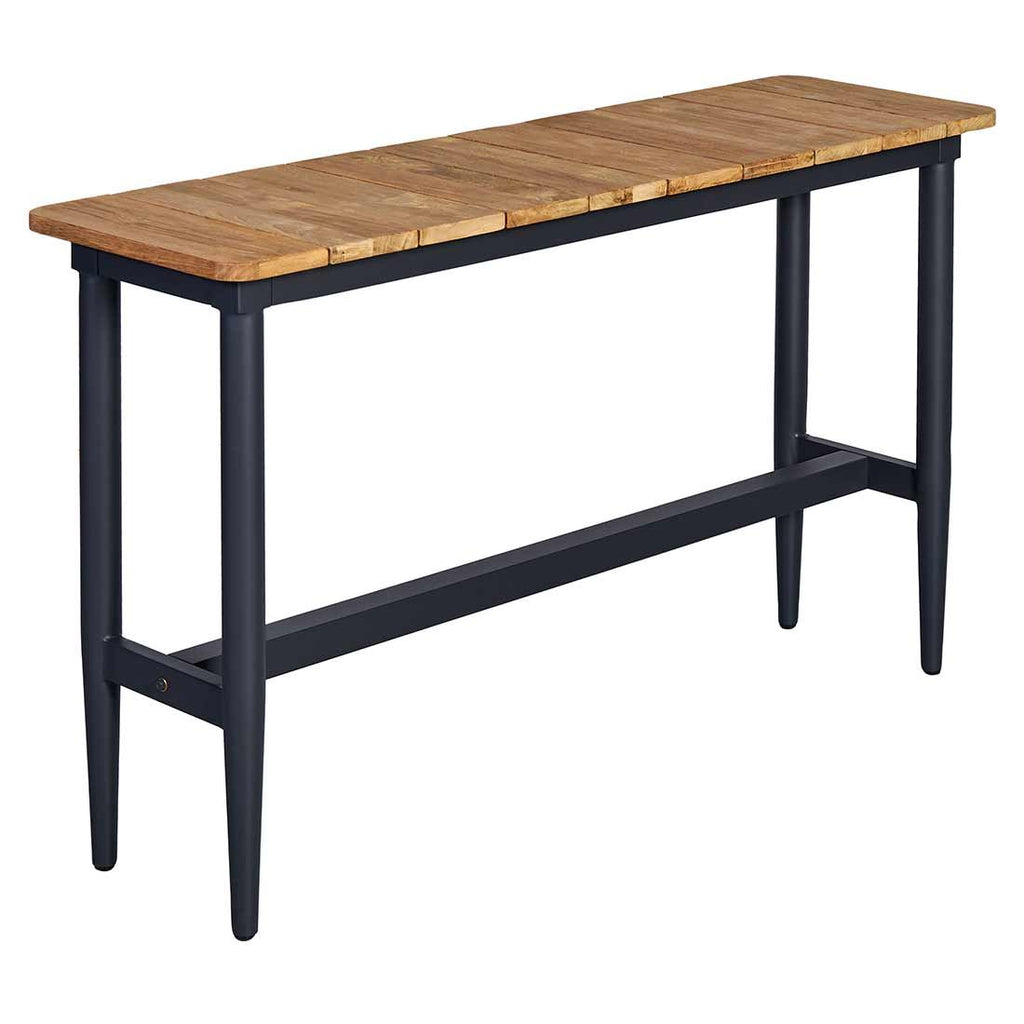 Hagebenk Clark aluminium resirkulert teak 140 cm forfra