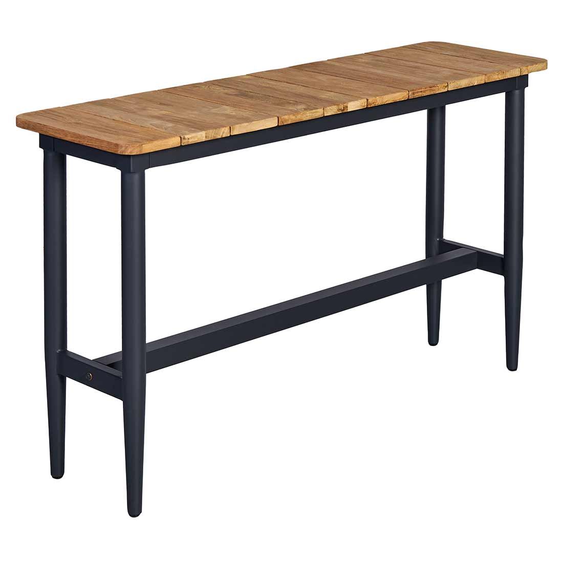 Hagebenk Clark aluminium resirkulert teak 140 cm forfra