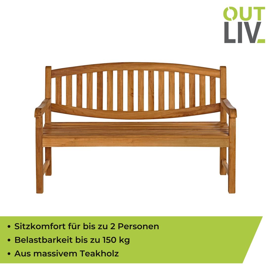 Hagebenk Cotton teak 120 cm - OUTLIV brukt i hage