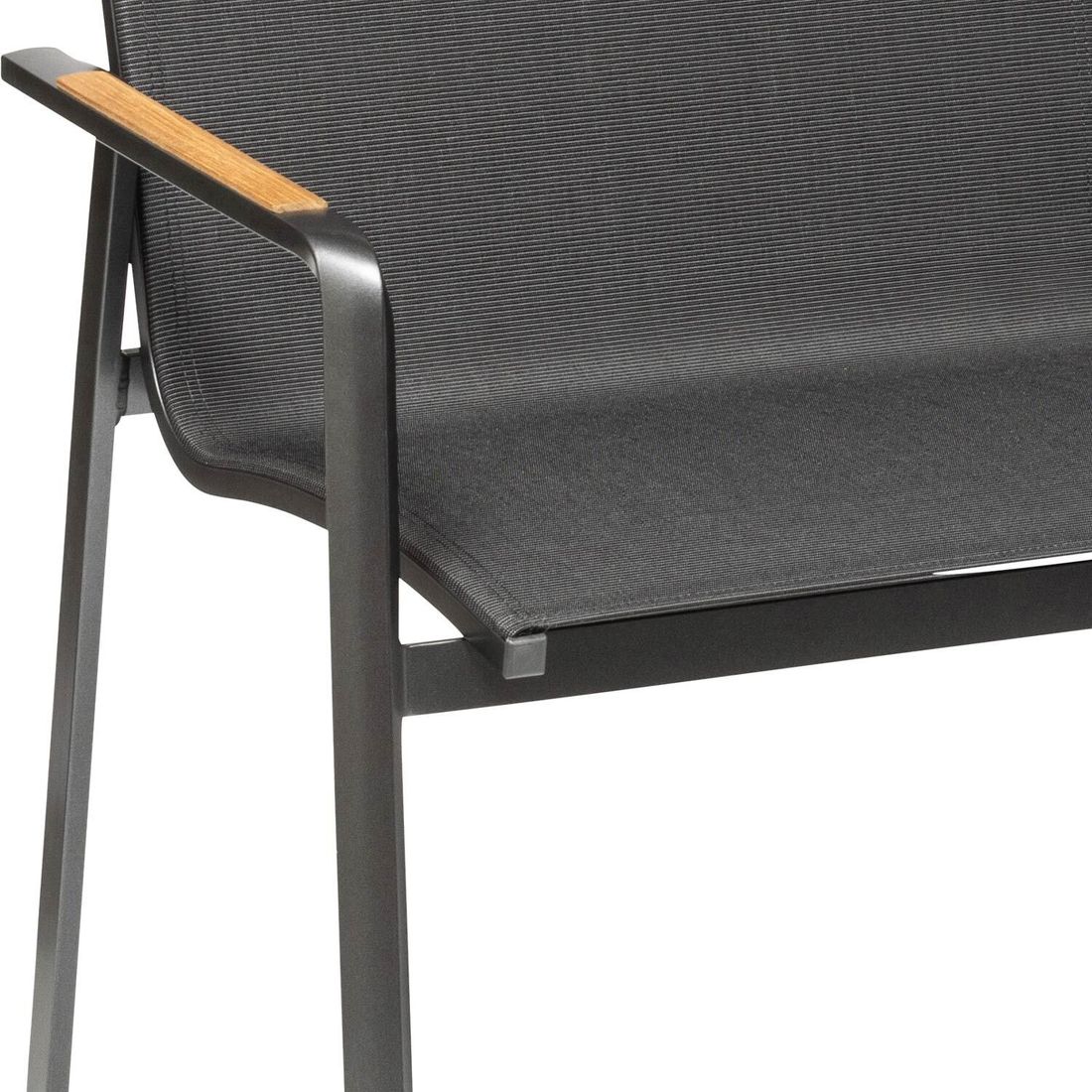 Hagebenk Diamond aluminium/textilen 133 cm på terrasse