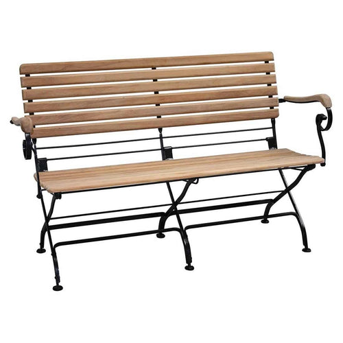 Hagebenk Florence 130 cm stål og teak svart fra Zebra sett fra siden