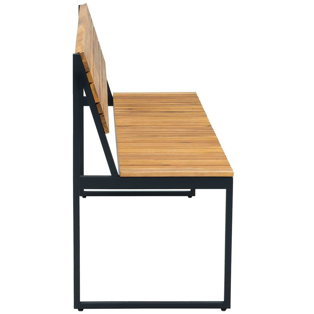 Hagebenk Floris stål/akasie 150 cm fra siden