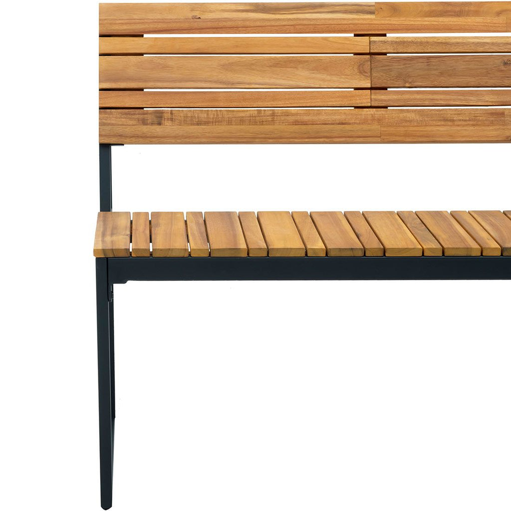 Hagebenk Floris stål/akasie 150 cm i terrassemiljø