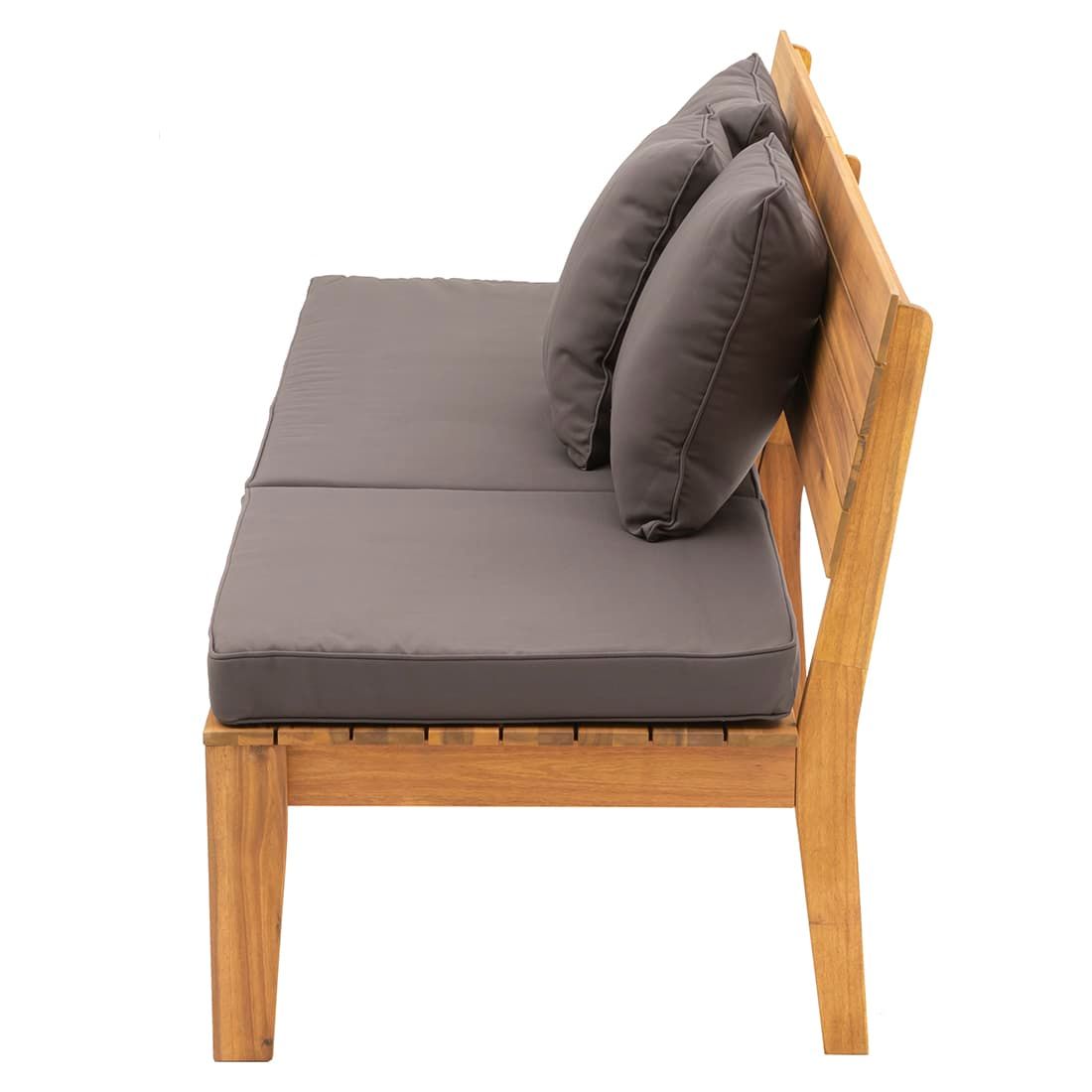 Detalj av treverk på Hagebenk Genua akasie/polyester 200 cm - OUTLIV