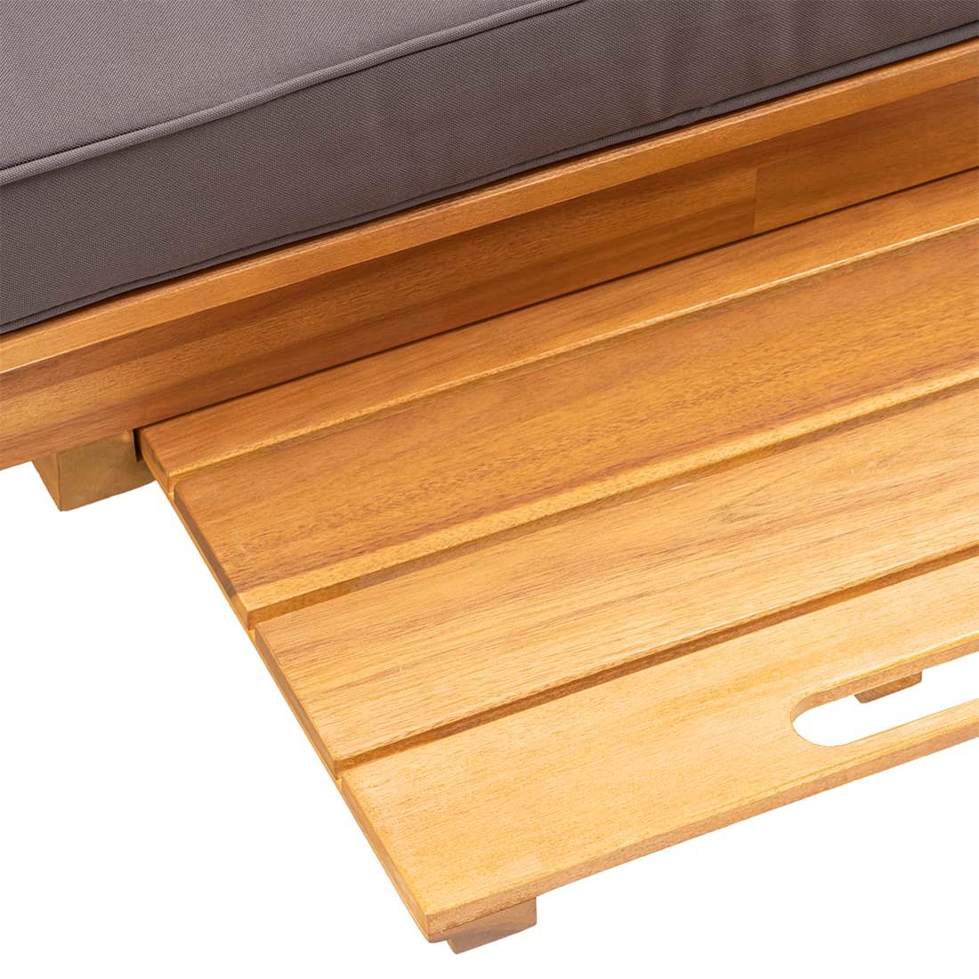 Detalj av polyester stoff på Hagebenk Genua akasie/polyester 200 cm - OUTLIV