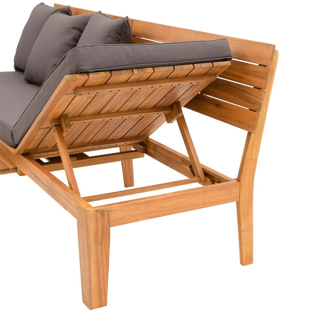 Hagebenk Genua akasie/polyester 200 cm - OUTLIV sideprofil