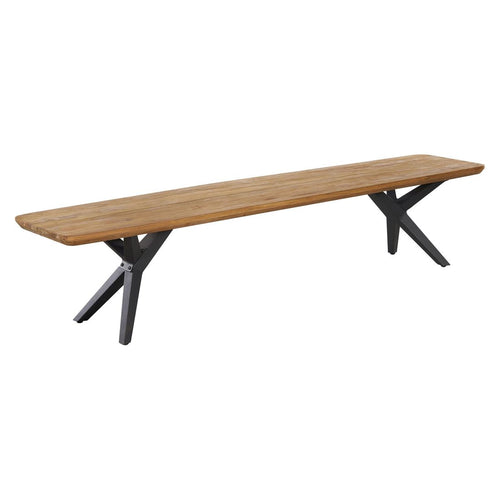Hagebenk Hudson aluminium/resirkulert teak 220 cm forfra