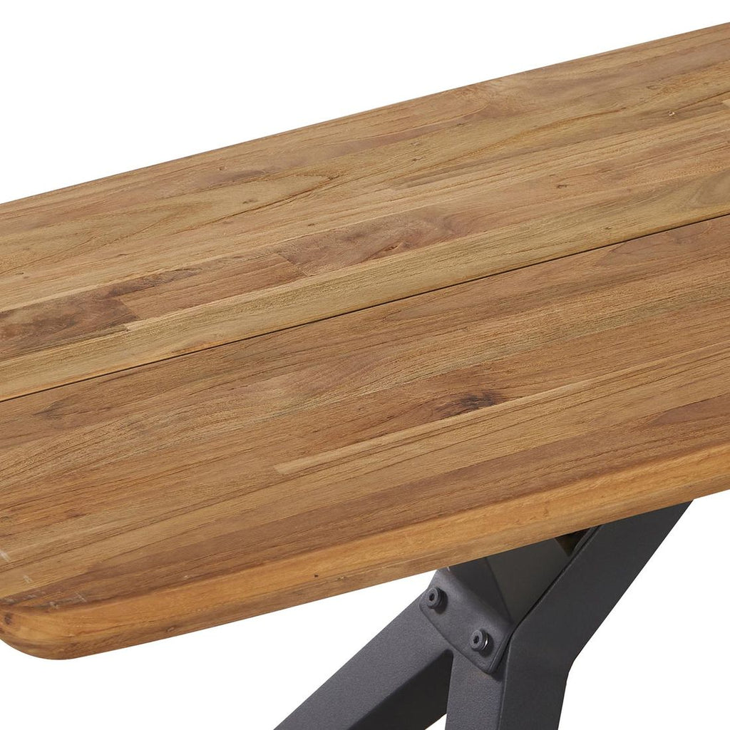 Hagebenk Hudson aluminium/resirkulert teak 220 cm montert i hage