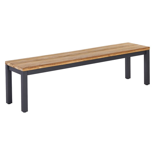 Hagebenk Kobe aluminium og resirkulert teak 180 cm - OUTLIV forfra