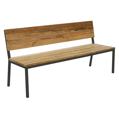 Hagebenk Kobe rustfritt stål/resirkulert teak 180 cm forfra