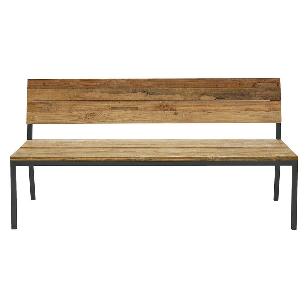 Hagebenk Kobe rustfritt stål/resirkulert teak 180 cm bakside