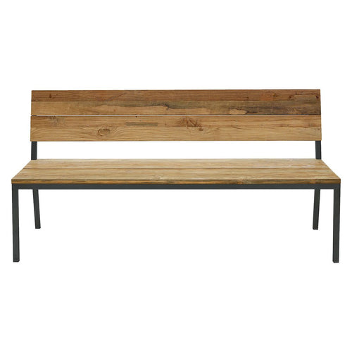 Hagebenk Kobe rustfritt stål/resirkulert teak 180 cm bakside