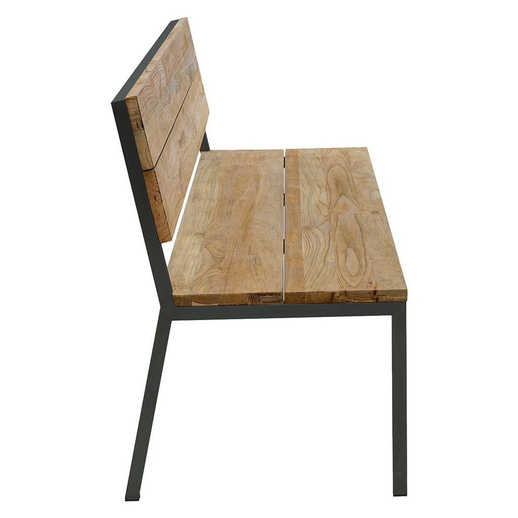 Detalj av Hagebenk Kobe rustfritt stål/resirkulert teak 180 cm materiale