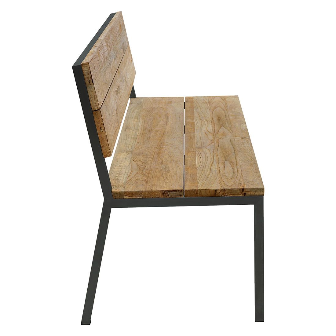 Detalj av Hagebenk Kobe rustfritt stål/resirkulert teak 180 cm materiale