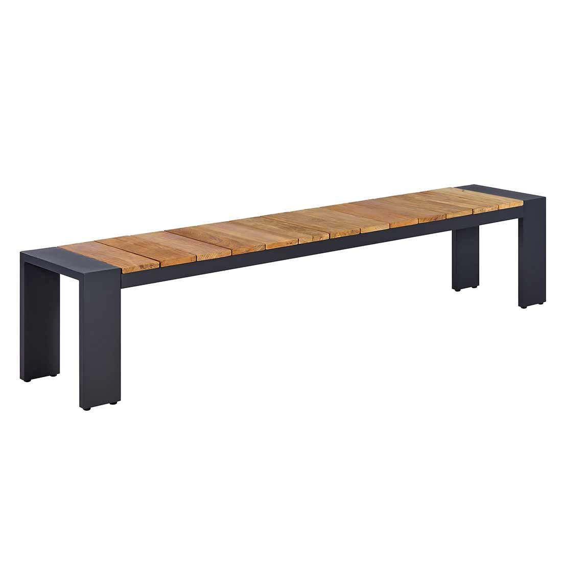 Hagebenk Konis aluminium og resirkulert teak 220 cm forfra