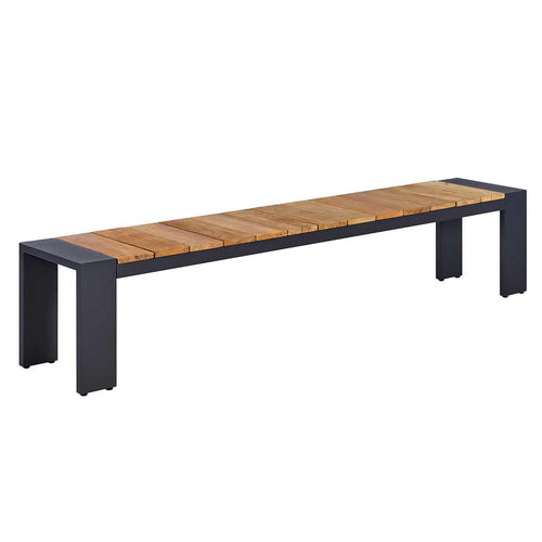 Hagebenk Konis aluminium og resirkulert teak 220 cm forfra