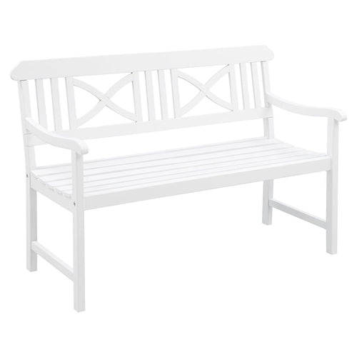 Hagebenk Landhaus akasie 128 cm hvit forfra