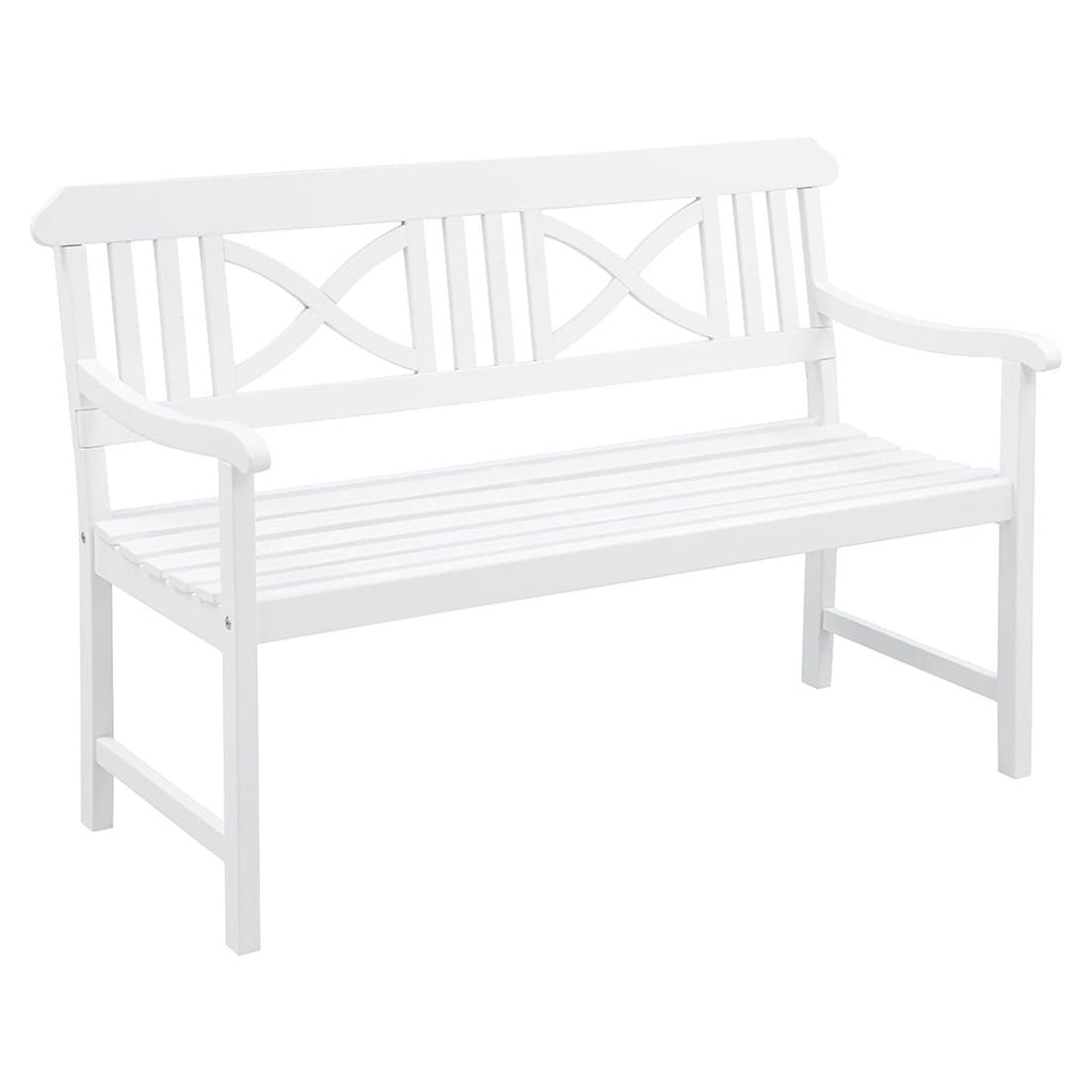 Hagebenk Landhaus akasie 128 cm hvit forfra