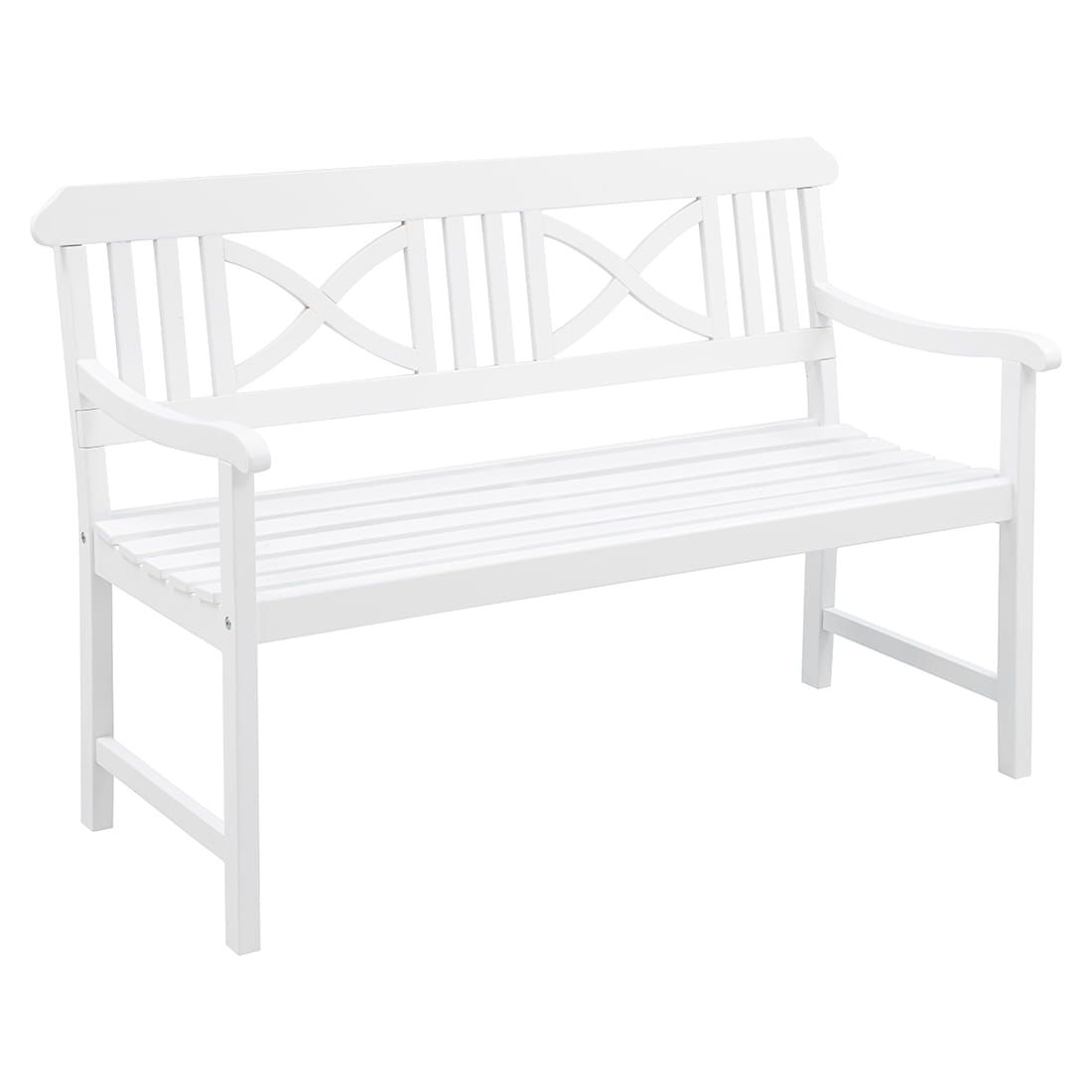 Hagebenk Landhaus akasie 128 cm hvit forfra