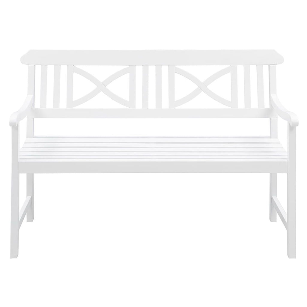 Hagebenk Landhaus akasie 128 cm hvit bakside