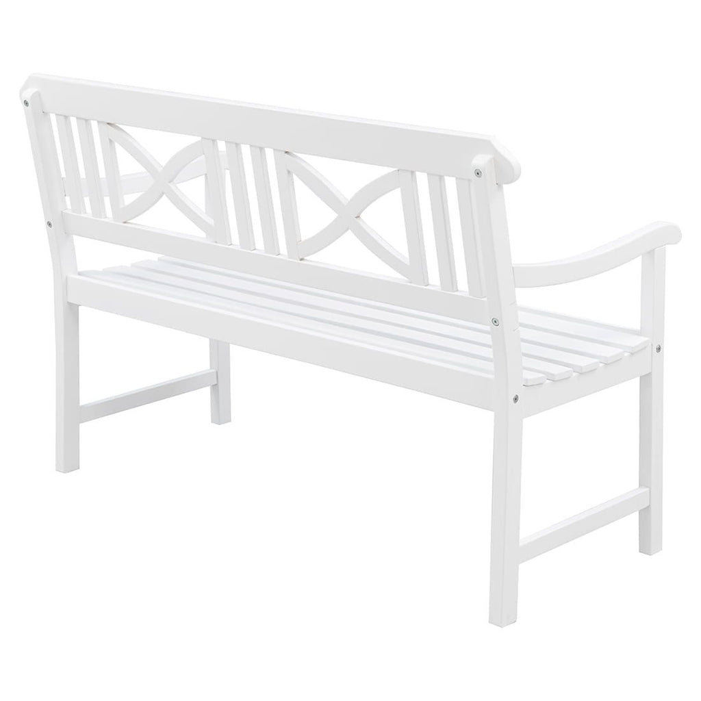 Montert Hagebenk Landhaus akasie 128 cm hvit i hage