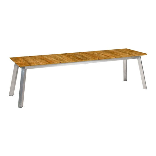 Hagebenk Linax 162 cm rustfritt stål og resirkulert teak fra forfra