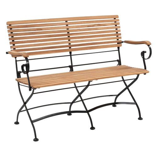 Hagebenk Lindau sammenleggbar stål og teak forfra