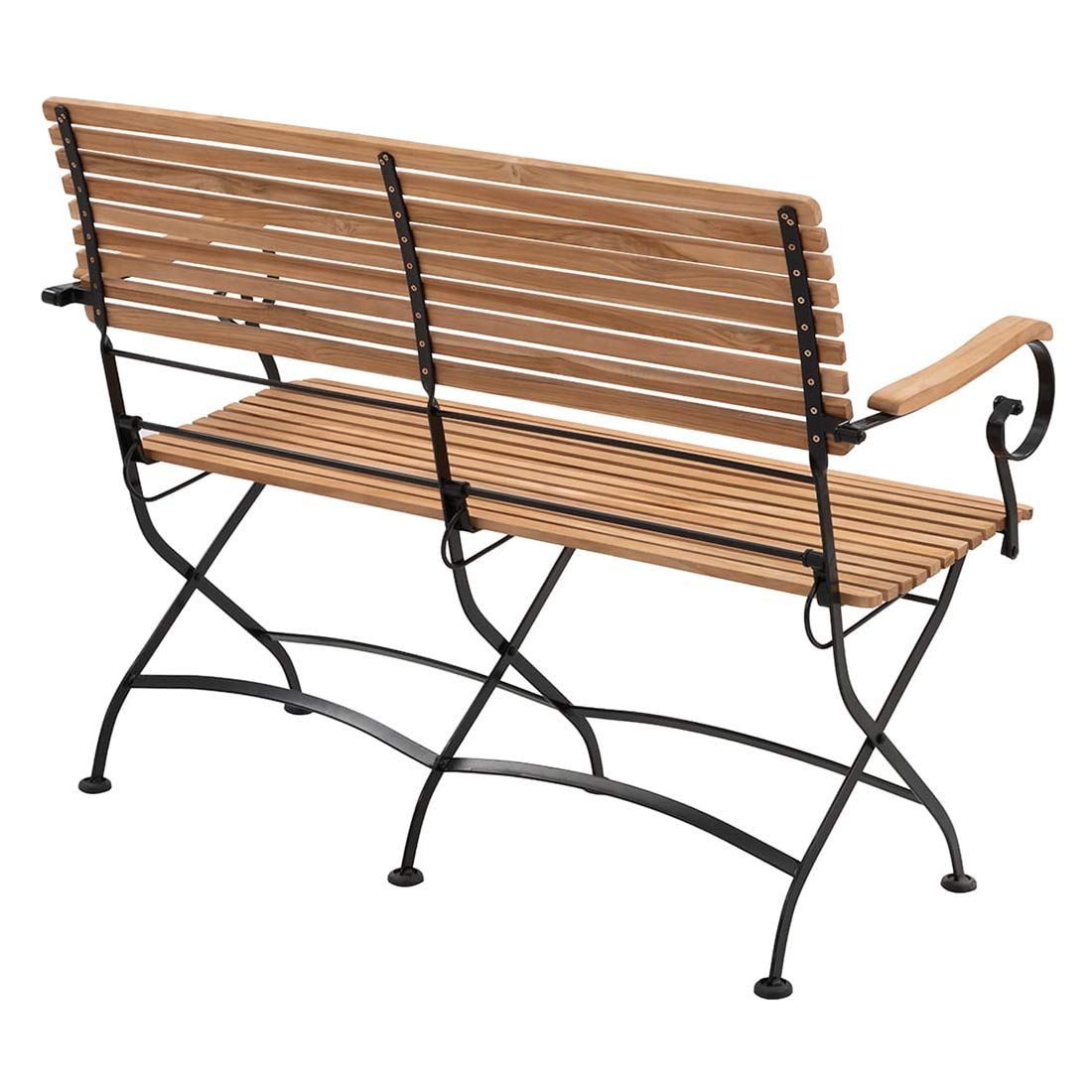 Montert Hagebenk Lindau sammenleggbar stål og teak på terrasse