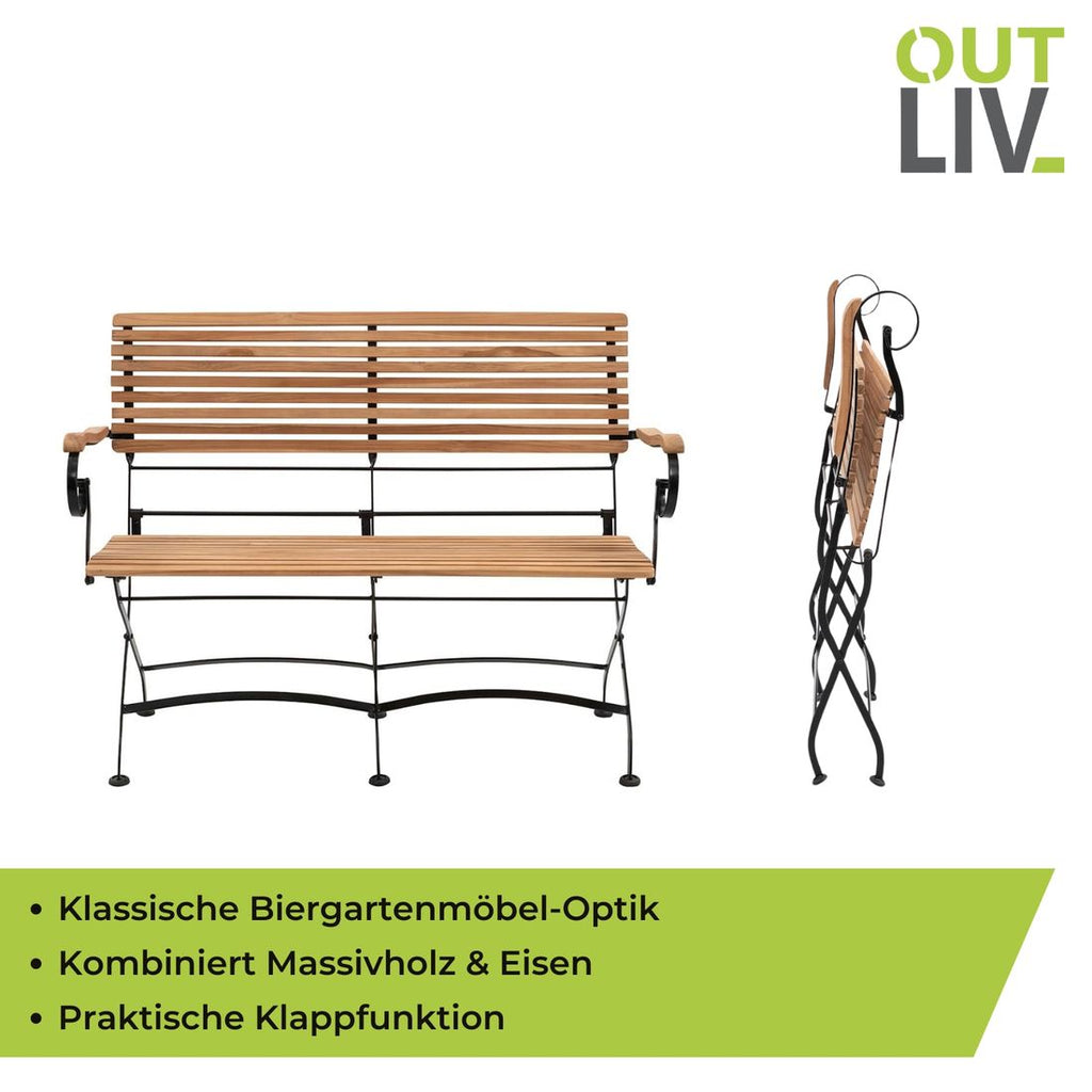 Hagebenk Lindau sammenleggbar stål og teak i naturlig miljø
