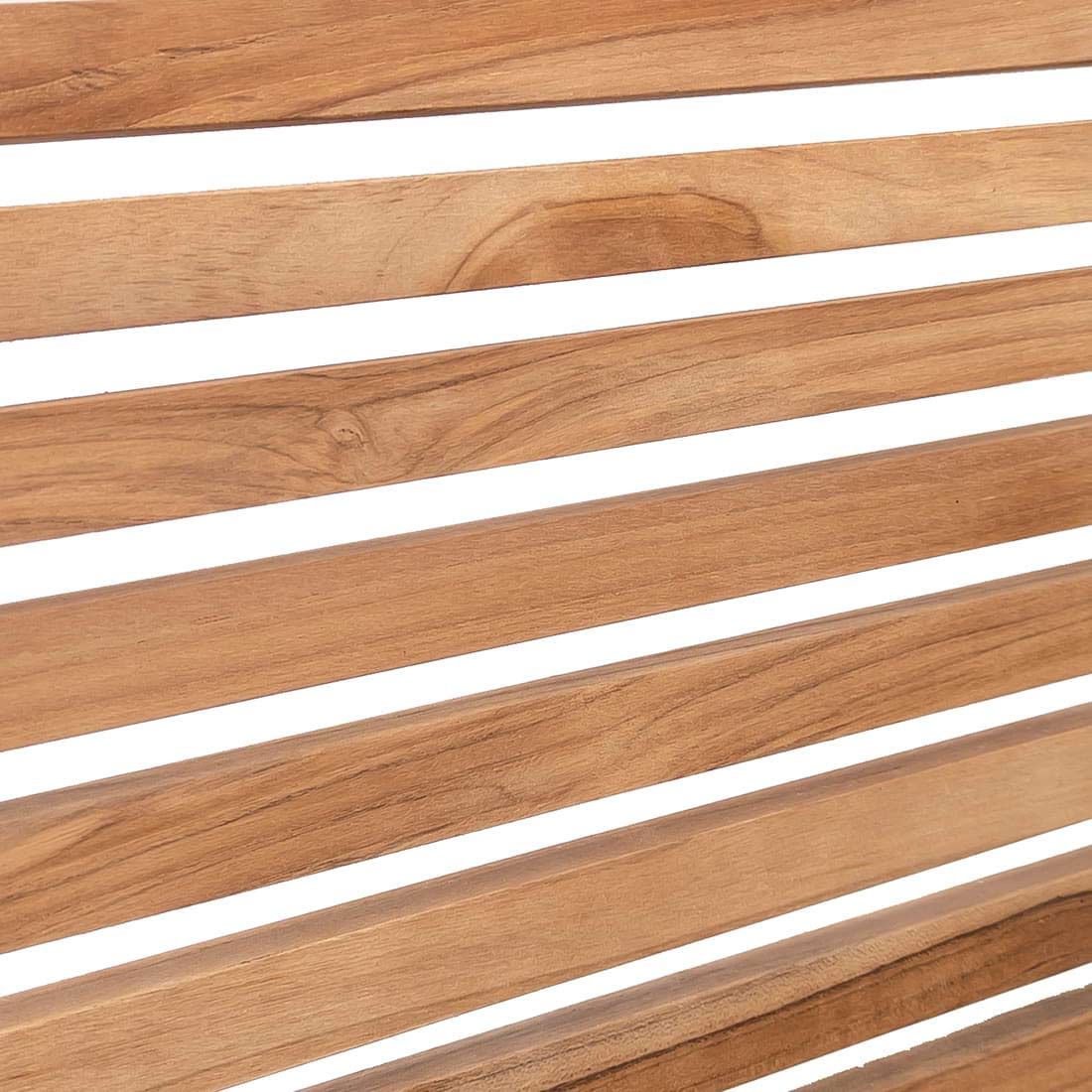 Hagebenk Lindau sammenleggbar stål og teak detalj av sammenleggbar mekanisme