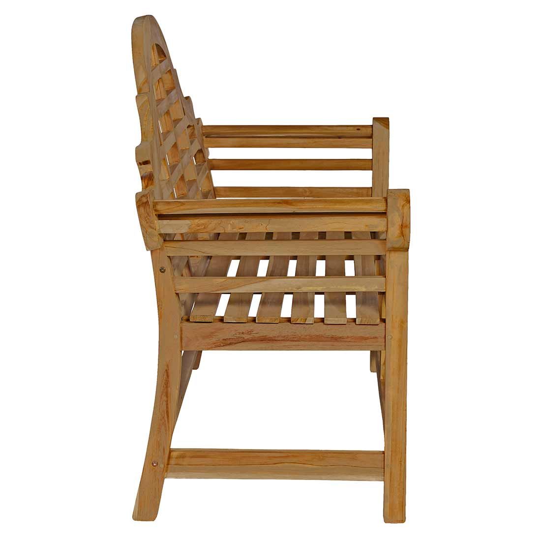 Detalj av teakmaterialet på Hagebenk Malboro teak 165 cm