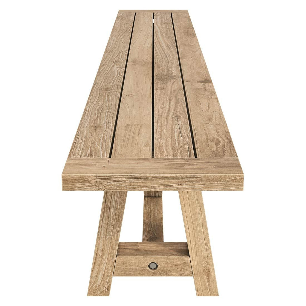 Nærbilde av trestruktur på Hagebenk Marbella resirkulert teak 240 cm